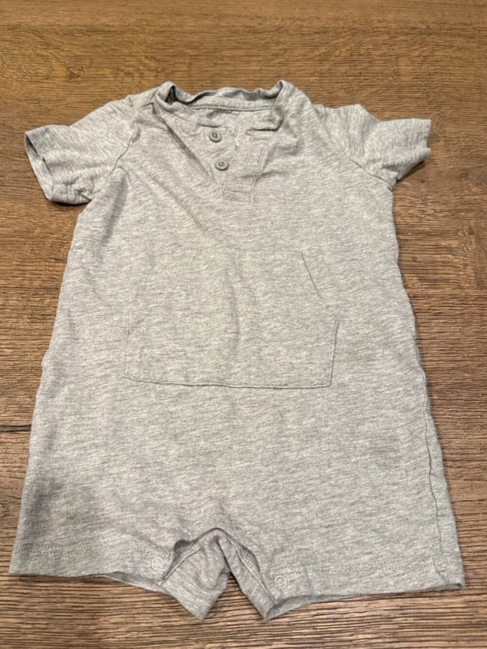 Primark Baby Gray Cotton Henley Romper – 18-24 Months